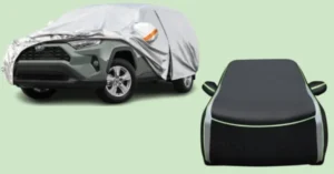 Toyota RAV4 half covered with car cover